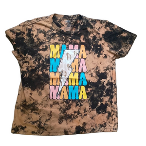 🎁MAMA Brown Short Sleeve Tee with Tie-Dye Effect
